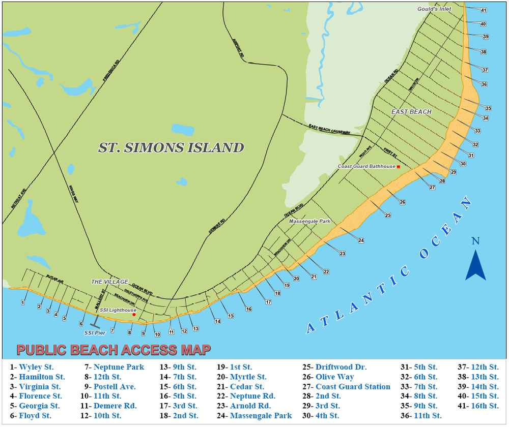 St. Simons Island Beach Map